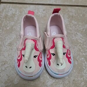 Toddler Vans Slip On Unicorn Shoes Pink Glitter Sparkle Rainbow Size 4.5